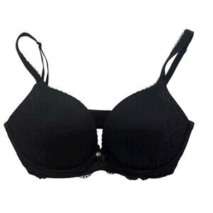 Victoria's Secret Body by Victoria 34DD Black Bra Lace No Wire Pad Charm Boudoir